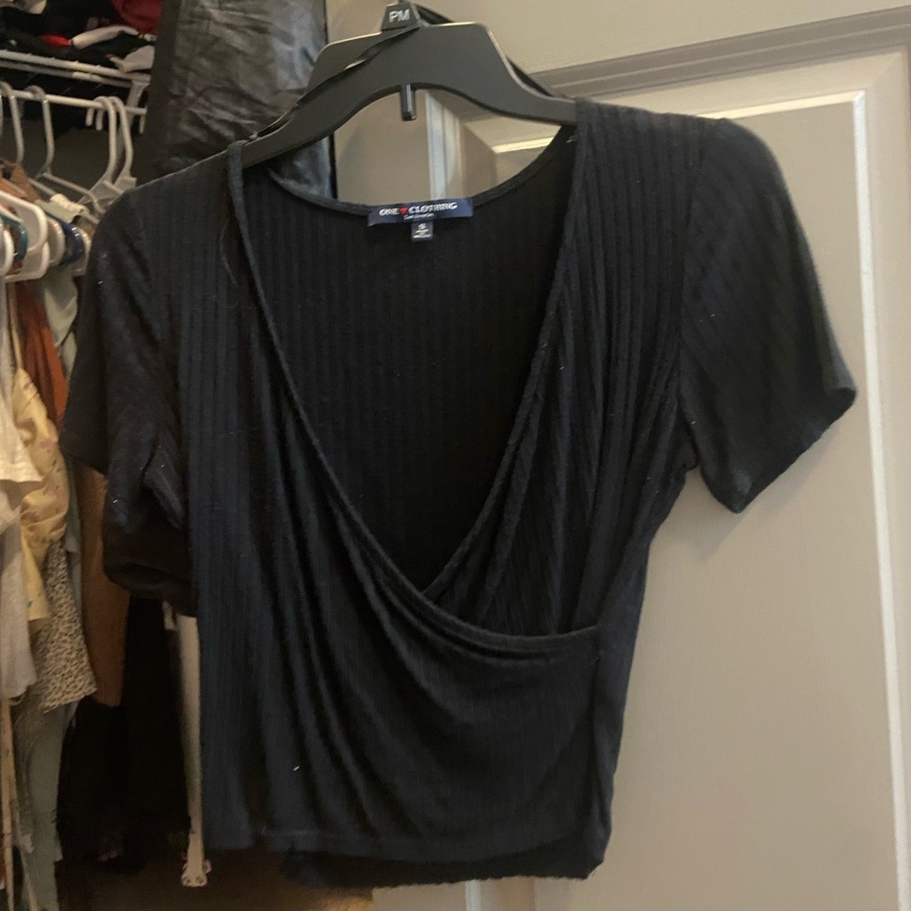 Small black low cut shirt